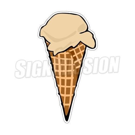 SIGNMISSION Safety Sign, 1.5 in Height, Vinyl, 8 in Length, Ice Cream Waffle Cone D-DC-8-Ice Cream Waffle Cone